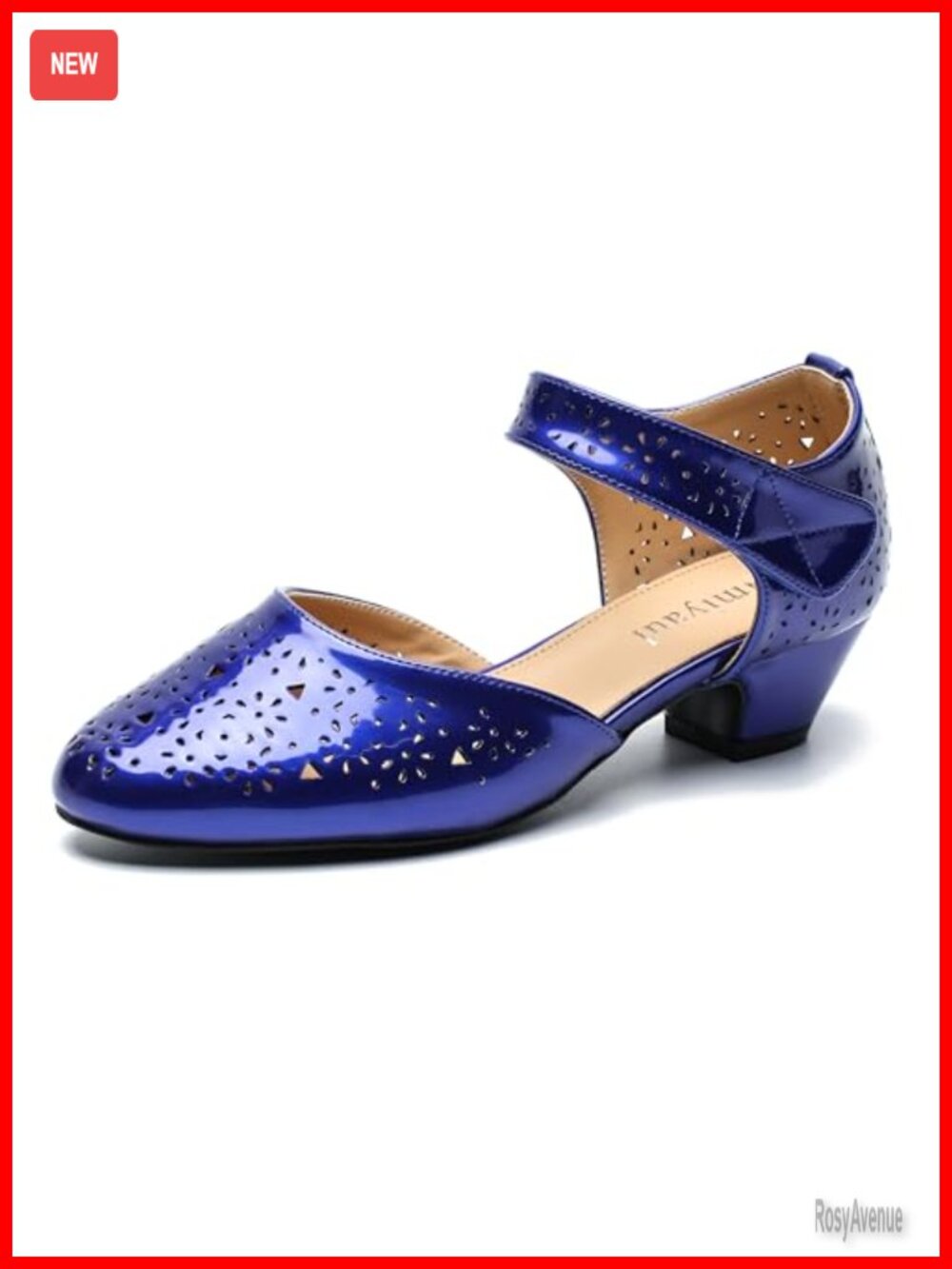 Women's Low Block Heel Pumps Round Toe Cutout D'Orsay